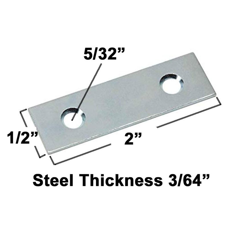 888 Corp Zinc Plated Steel Mending Plate 1/2" x 2" (10 Pack) with 20 pcs 1/2" x 4 Gauge Flat Head Phillips Screws 20 Screws - Image 1